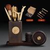 Black Ebony Wood Tea Ceremony Set With Carved Design Six Tools Gongfu Brewing