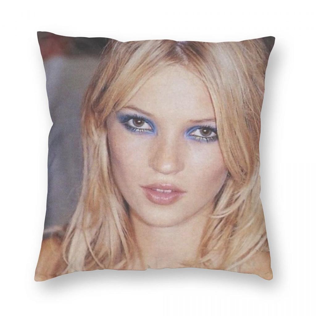 Kate Moss Model Square Pillowcase Polyester Linen Velvet Printed Zip Decor Throw Pillow Case Home Cushion Cover