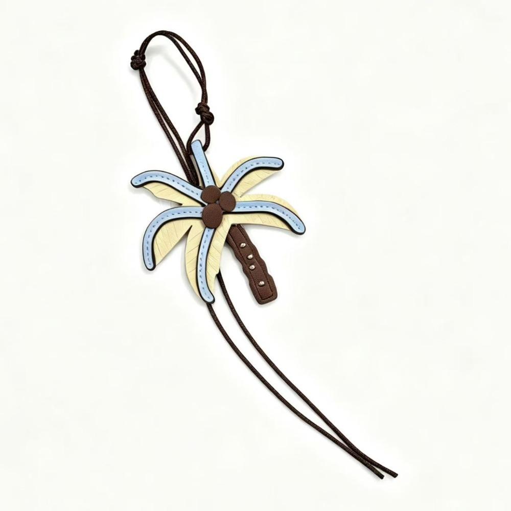 Beach Style Pu Keychain Leather Rope Bag Charm Cute Pu Leather Coconut Tree Pendant Bag Ornament Coconut Tree
