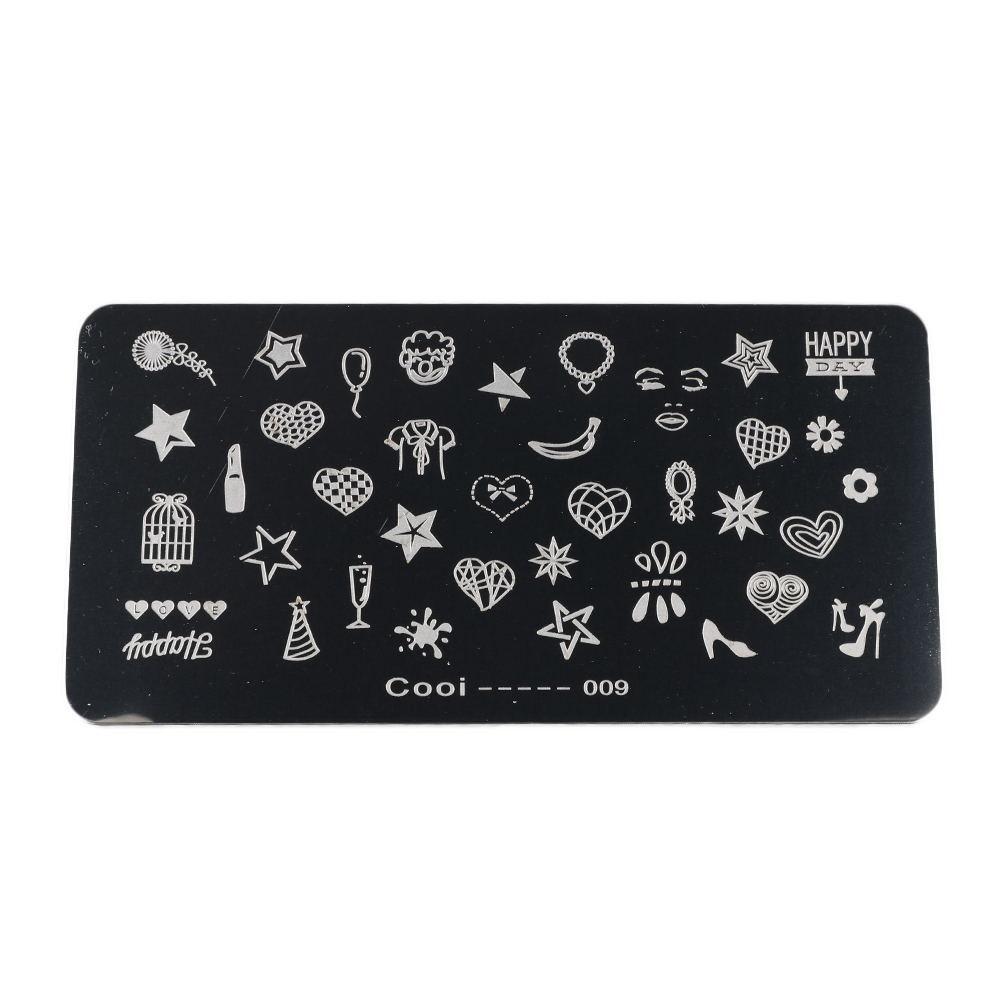 Прямоугольная пластина из нержавеющей стали для стемпинга ногтей, трафарет для печати изображений для маникюра своими руками. (# 9)