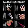 6-in-1 Clear Nail Dual Forms Full Cover Poly Extension Gel Nail Mold Curved Stiletto Acrylic Nail Top Forms Manicure Tools 84pcs