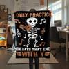 Skeleton Violin Music Note Print Flannel Blanket Rock Music Art Throw Blanket Music Lover Warm Bedroom Sofa Cover