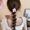 Flower pearl phone line hair band sweet bubble braided hair rope small fresh atmosphere low ponytail hair accessories women