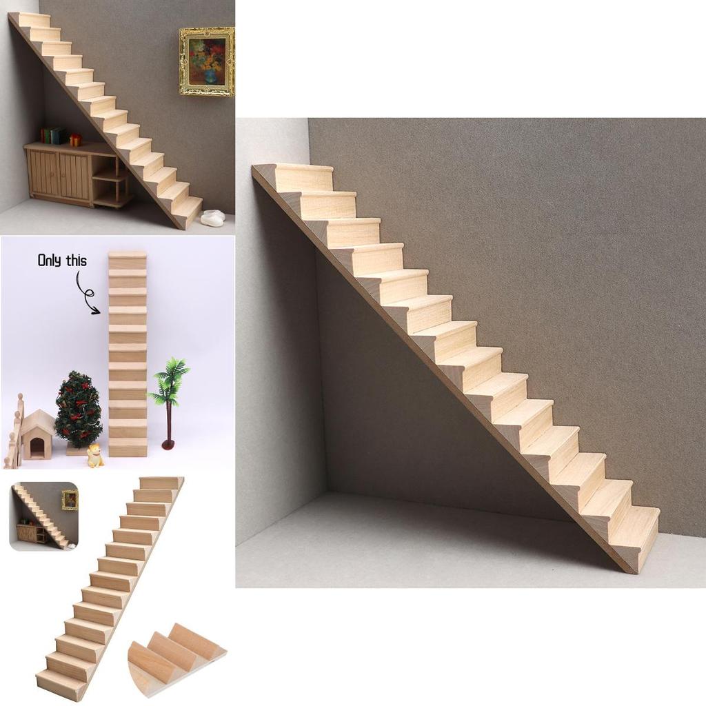 Сучасний ляльковий будиночок Мініатюрні меблі Дерев'яні міні-сходи для лялькового будиночка 1:12