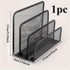 4-Tier Stepped File Organizer, Black Metal Mesh Letter Holder and Mail Sorter for Home Office Desk Storage