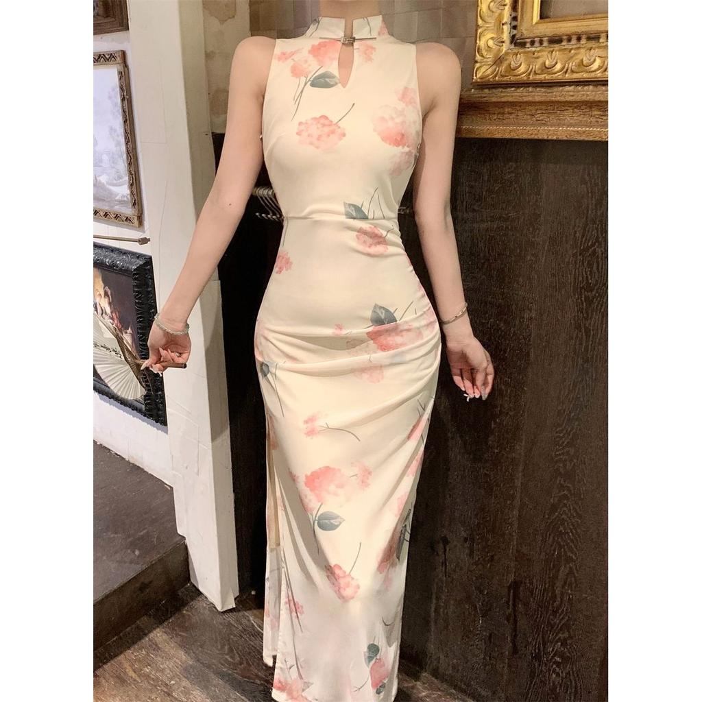 High Slit Women's Clothing Retro National Style Tight Daily Improvement Cheongsam Women's Year Slim Mesh New Chinese Dress