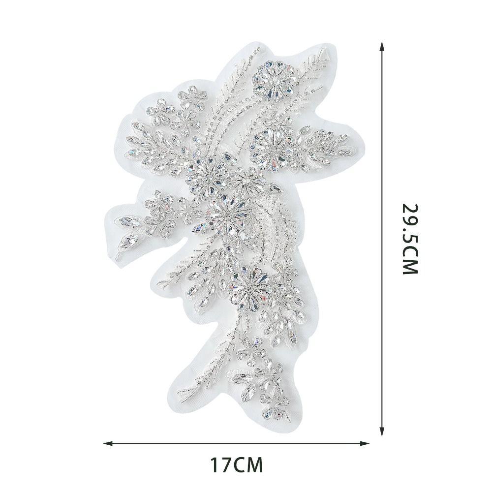 Lace Fabric Rhinestones Embroidery Applique Handmade Cloth Applique Exquisite Cloth Patch  Sewing