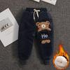 Winter Keep Warm Baby Boys Pants Cute Cartoon Bear Corduroy Girls Trousers Christmas Birthday Gifts 1 2 3 4 5 Years Kids Clothes
