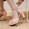 Women's high heels, single shoes, sweet waterproof platform, thick heels, low cut shoes, plus size, versatile sandals