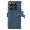 For Xiaomi 14T Case RFID Blocking Genuine Cow Leather Phone Case Ostrich Texture