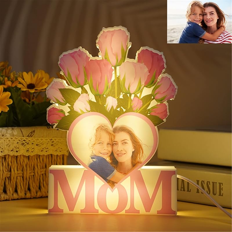 Personalized Lighthouse Photo Night Light Custom Family Picture Frame Light Acrylic Photo Lamp Gifts for Birthday Mom from Daughter Son(Style 11)