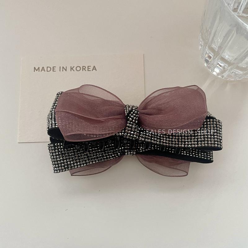 Elegant Korean Sequin Bow Banana Clip - Luxury Gauze Hair Accessory
