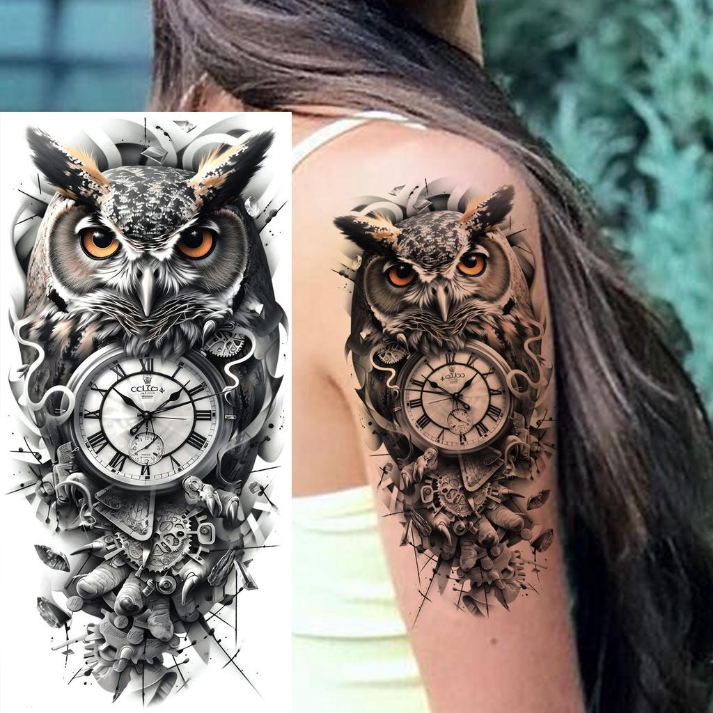 1 Sheet Creative Lion Tiger Family Temporary Tattoos Realistic Eagle Owl Animals Tatoos Waterproof Fake Tattoo Sticker Last Long