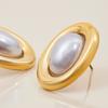 Youthway Luxury Style Oval Resin Pearl Earrings Stainless Steel  Gold Color Plated Earrings Daily Commuter Jewelry Gift