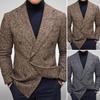 Herbst Britischer Stil Gentleman Casual Blazer Lässige Streetwear Umlegekragen Einfarbig Jacke Übergröße