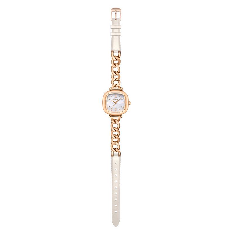 Jinmiou Women's Exquisite Mother-of-Pearl Square Leather Watch, Waterproof and Elegant for Daily Wear.
