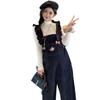 2025 Stylish Fleece-Lined Knit Base Layer & Overalls Set for Pregnant Women