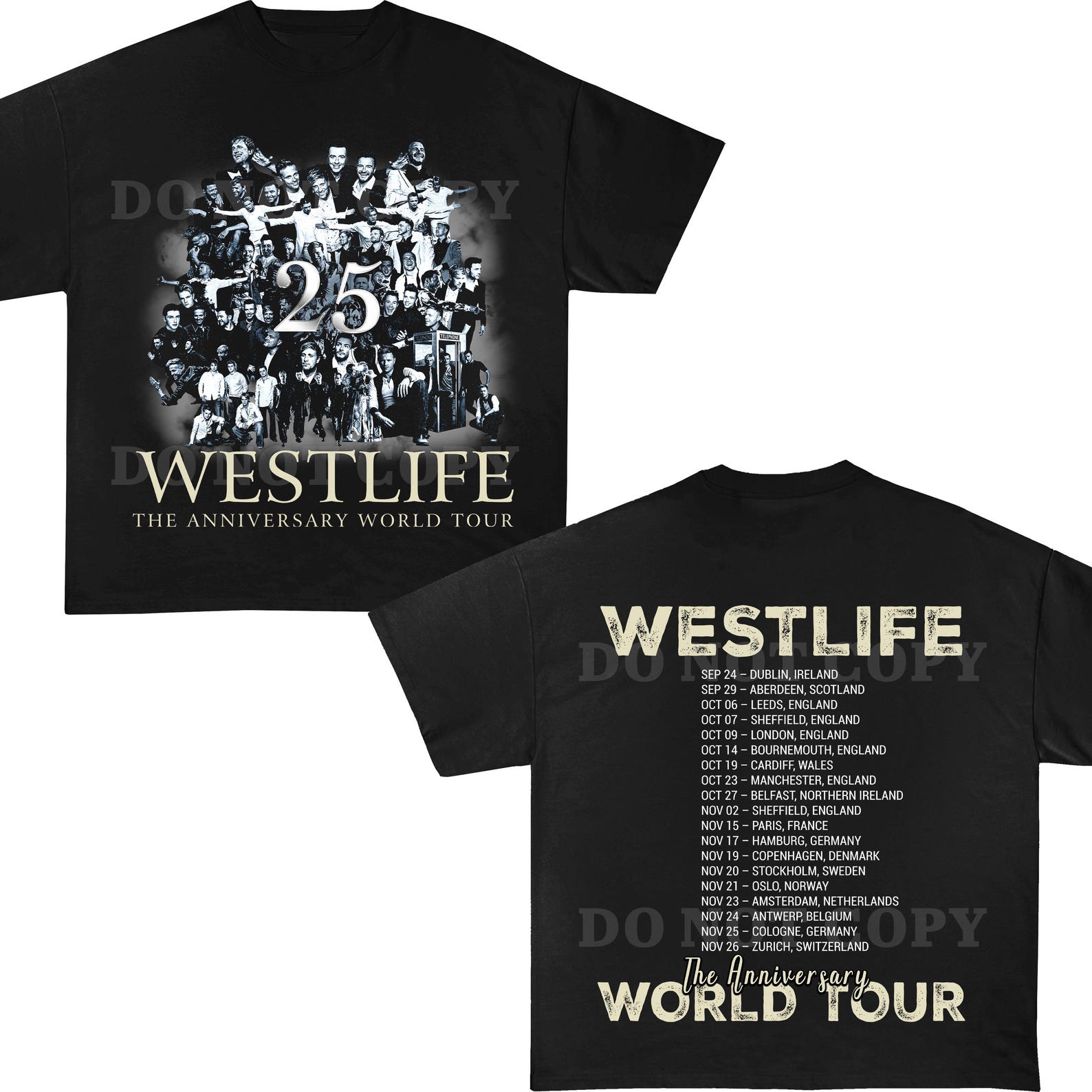 Westlife 25. gadadienas pasaules tūres T-krekls