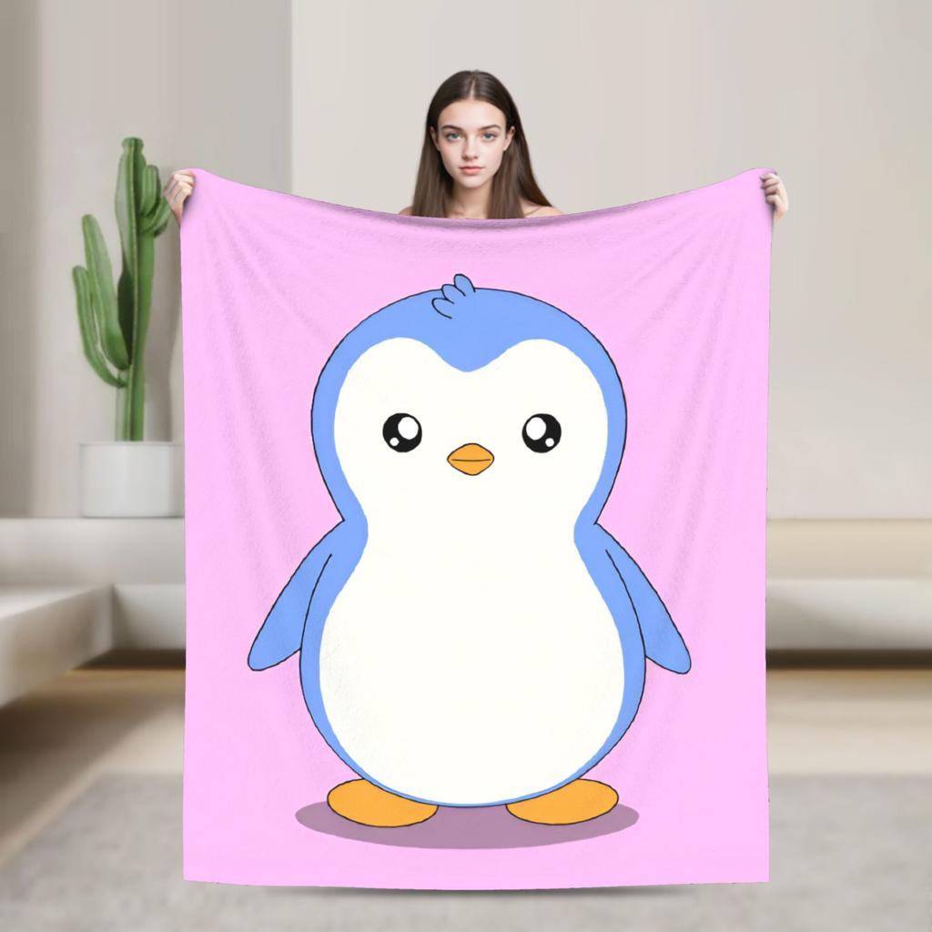 P-Pudgy Penguin Blanket Cute Penguin  Fleece Funny Warm Throw Blankets For Bedding Lounge Textile Decor,