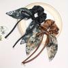 2Pcs Elegant Hair Tie with Bow, Ink Painting Design High Elasticity Hair Ring, Fashionable Band Headband for Women
