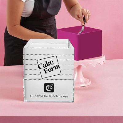 Adjustable Square Cake Ring Mold Retractable Mousse Pastry Ring With Scale Acrylic Reusable Baking Cake Decorate Tools
