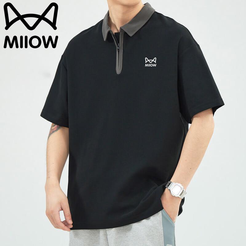 MiiOW Men s Summer Casual Half-Zip Polo T-Shirt M