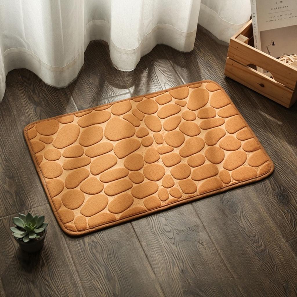 HOMZY Bathroom Bathtub Water Absorption Non-slip Floor Rug Bath Mat Doormat Cobblestone Embossed Washable Carpets