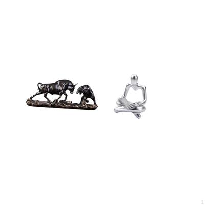 Modern Feng Shui Thinker Statue Abstract Cow Cattle Animal Sculpture Creative Artwork for Desk And