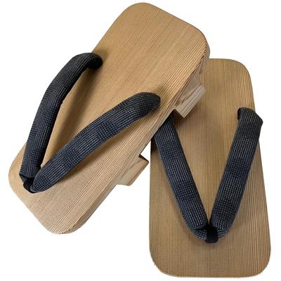 Traditional Kiso Nezuko Wood Clogs, Men's, Two-toothed, Patterned Woven Design, Traditional Craft, Made In Japan (ink Black). A 300-year Tradition Pas