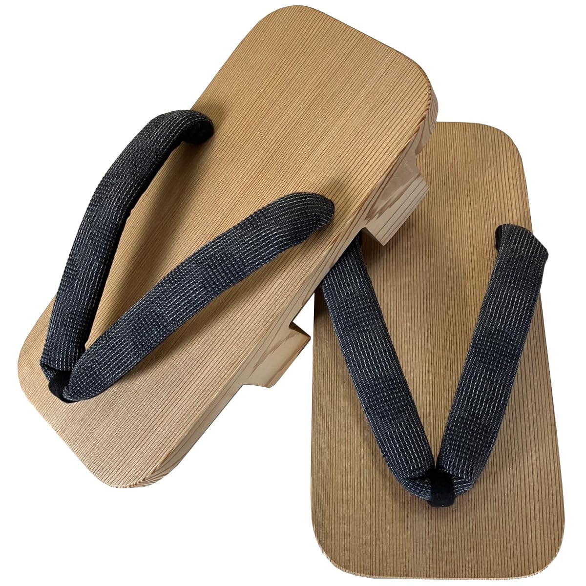

Traditional Kiso Nezuko wood clogs, men s, two-toothed, patterned woven design, traditional craft, made in Japan (ink black). A 300-year tradition pas