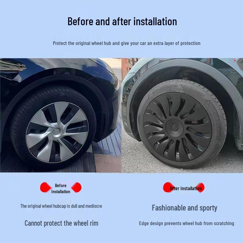 Compatible Tesla Model Y Cyclone Wheel Hub Caps & 19'' Rim Protectors