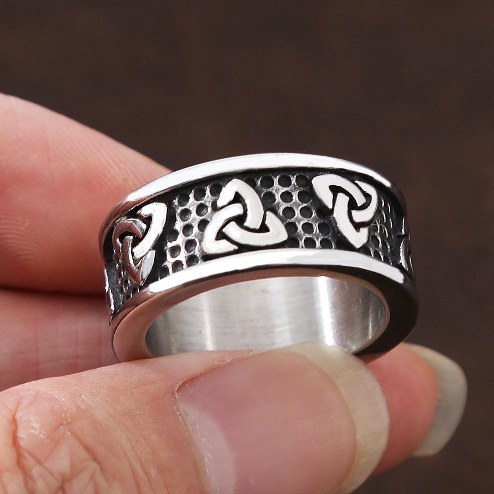 Vintage Stainless Steel Viking Odin Trinity Ring Punk Simple Nordic Celtics Knot Ring Men Women Amulet Fashion Jewelry Gift