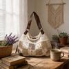 Casual Floral Cotton Patchwork Embroidered Bag For Daily Use With Lock Closure