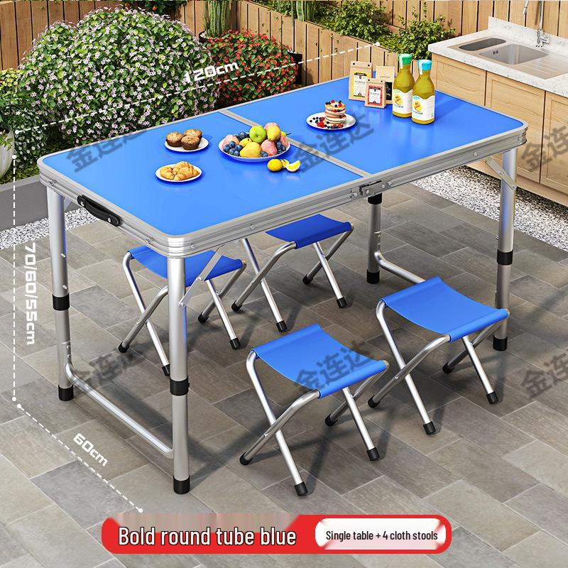 Portable Aluminum Folding Table for Outdoor Dining and Market Stalls - Adjustable and Compact