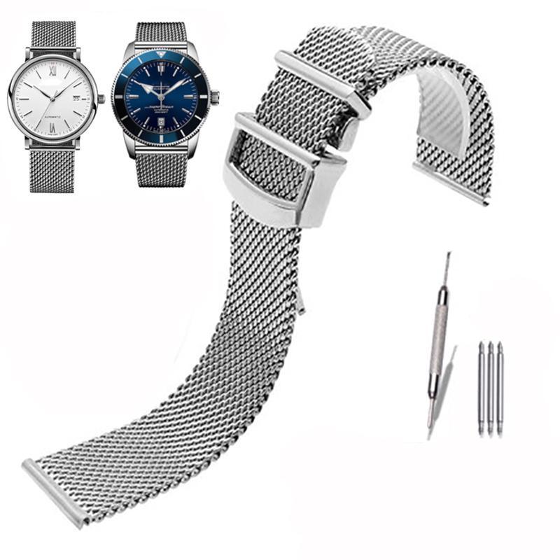 20mm 22mm Milanese Stainless Steel Mesh Watchband For Omega Seamaster 300 007 I-WC PORTOFINO FAMILY Series Folding Clasp Strap