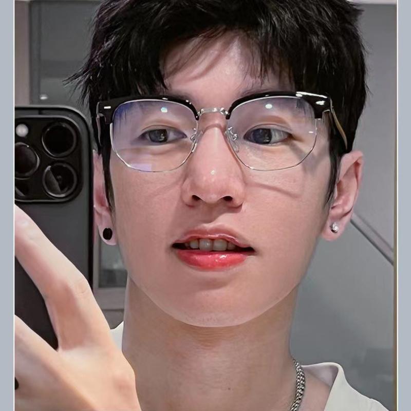 Fashion Square Glasses Anti-blue Light Glasses Men Semi Rimless Eyewear for Women Office Computer Goggle
