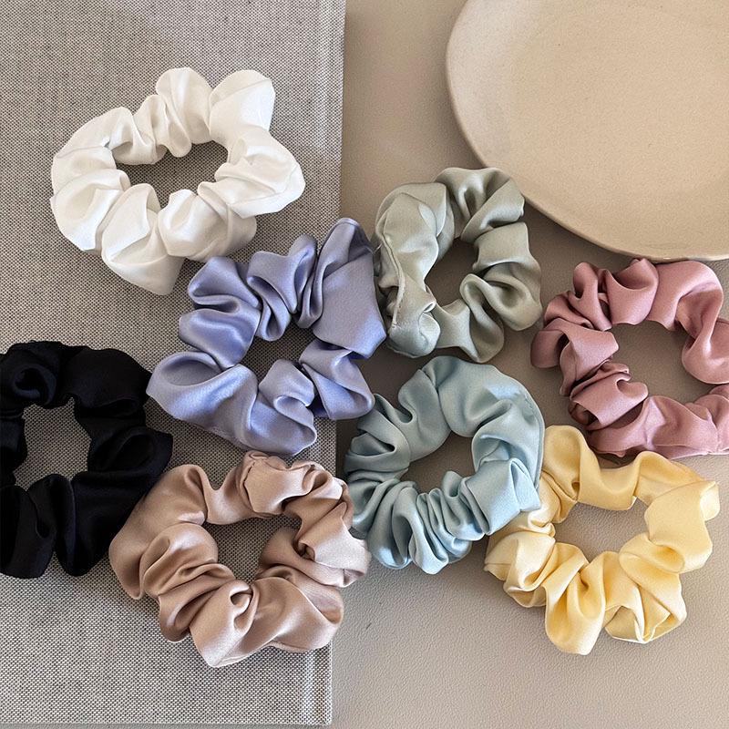 Solid Color High Elasticity Hair Tie with Leather Case for Women's Ponytails