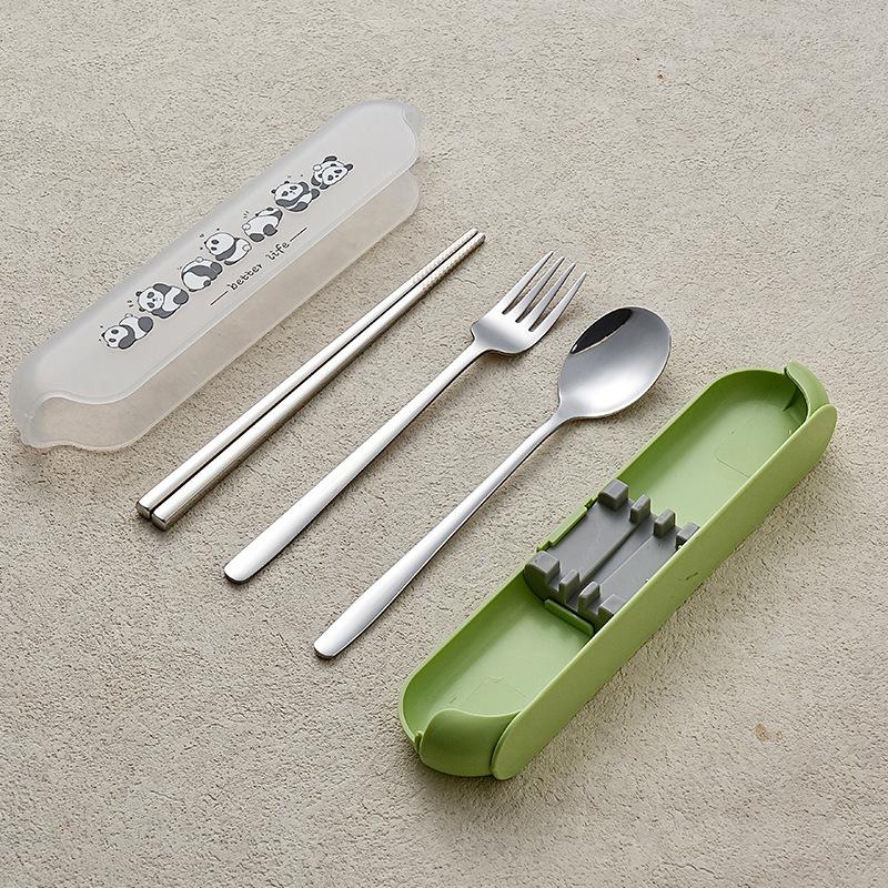 Portable Tableware Cartoon Love Fork Spoon Chopsticks Student Party Office Workers Travel Spoon Chopsticks Portable Box