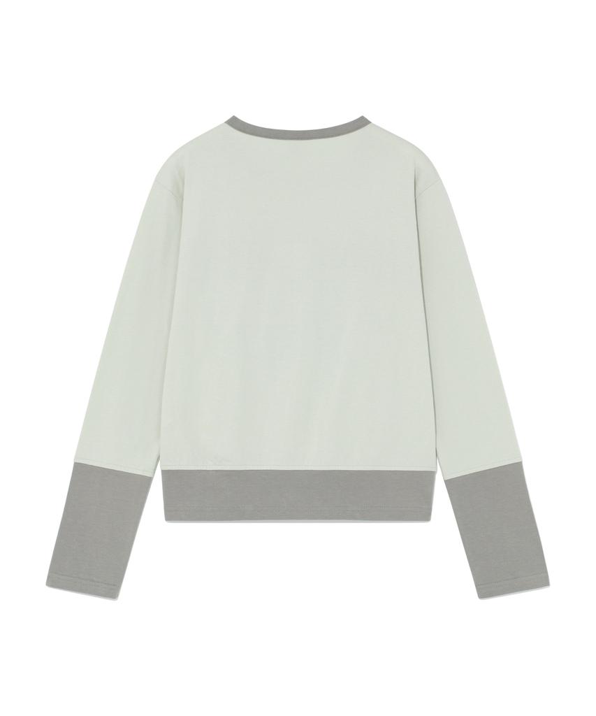 THE COLDEST MOMENT (W) Tcm Color Block Line Long Sleeve (Pistachio)