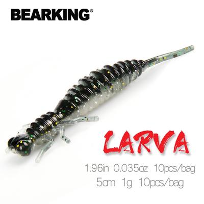 BEARKING Larwa Przynęty miękkie 5cm 1g 10 sztuk/worek Wędkarstwo Sztuczny silikon Bass Pike Minnow Swimbait Jigging Plastikowe przynęty Worm