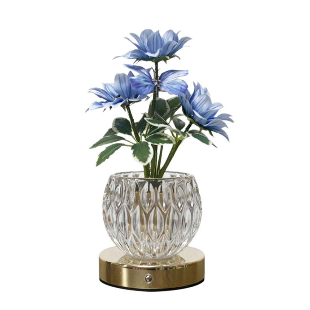 Sunflower Butterfly Design Night Light Bedroom Style USB Rechargeable Romantic Night Light Crystal Flower Table Lamp