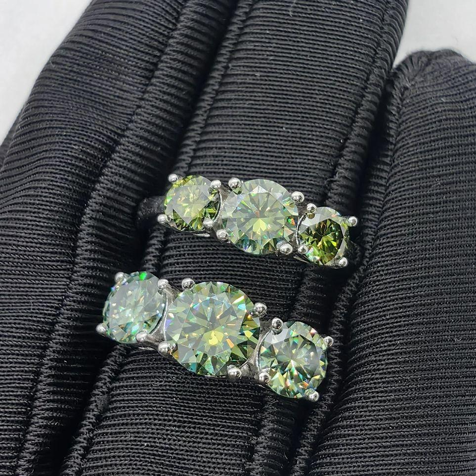 JoyceJelly S925 Silver Colors Moissanite Ring 2CT 4CT Total Full Moissanite Diamond Jewelry For Wedding Engagement Gift