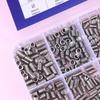 500pcs M2.5 M3 M4 DIN913 304 Stainless Steel Black Hex Hexagon Socket Allen Flat Point Grub Bolt Set Screw Kit Box
