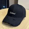 Ripped peaked cap men's embroidered hard top hat shows a small face, wide brim baseball cap women's enlarged and deepened