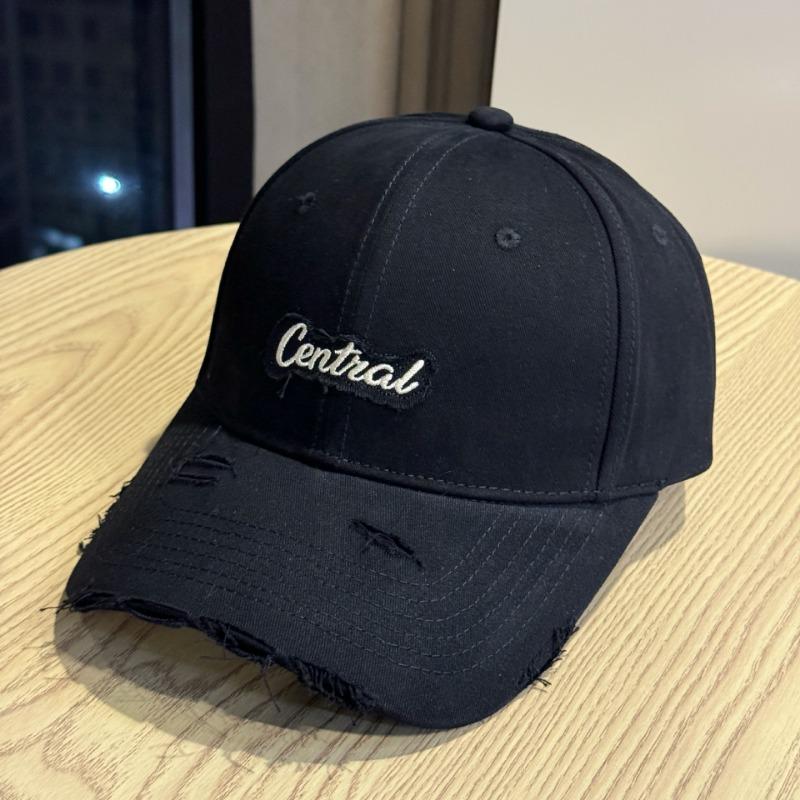 Ripped peaked cap men's embroidered hard top hat shows a small face, wide brim baseball cap women's enlarged and deepened
