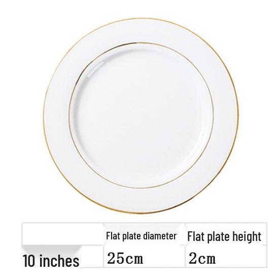 Nordic Gold Rim Steak Knife & Fork Plate Set - Western Dining & Breakfast Tableware