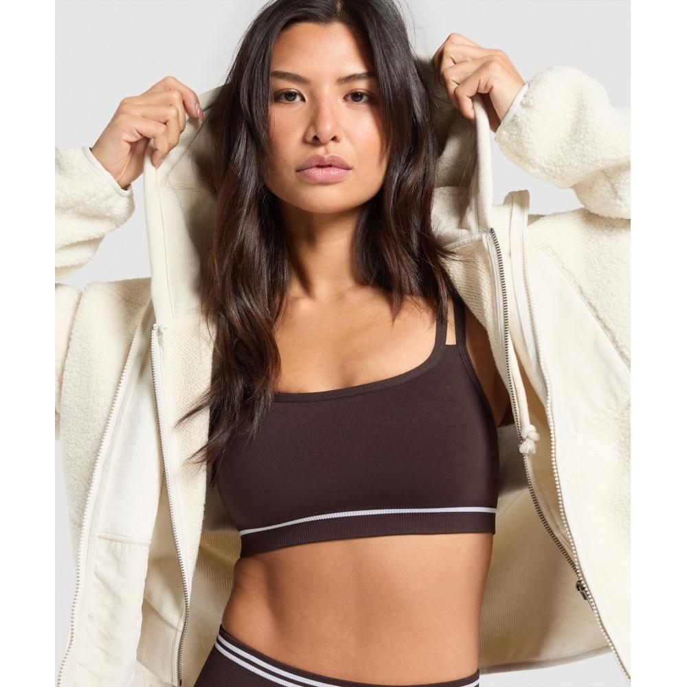 Gymshark Contrast Seamless Sports Bra Heritage Brown B2c1i Ncnz