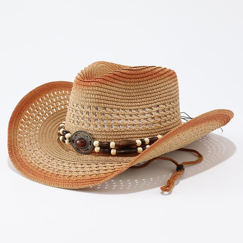Accessories Western denim straw hat summer outdoor hollow breathable sun hat European and American retro fashion jazz hat