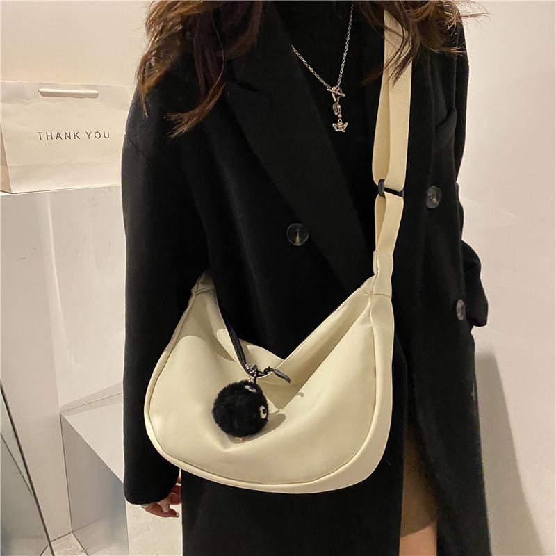 Modna torba typu „Dumpling Bag” z zamkiem błyskawicznym z tkaniny Oxford w kolorze pomarańczowym, regulowana torba na ramię, uniwersalna i wygodna torba typu crossbody