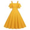 Women's Clothing Source Hepburn Suspender Ruffle Edge Short Sleeve Big Pendulum Polka Dot S S Retro Dress